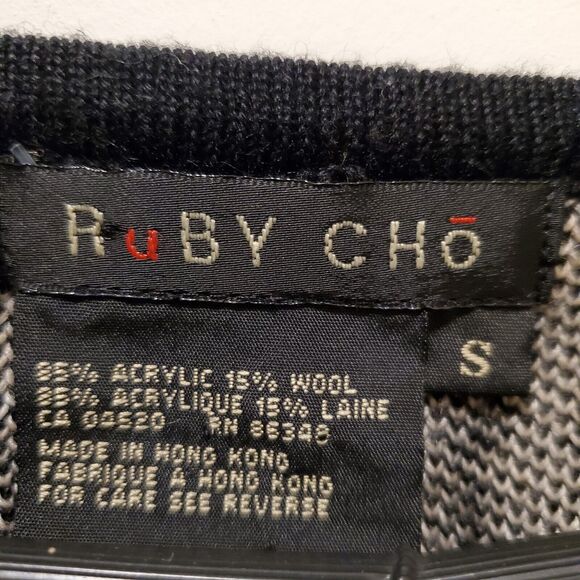 Vintage Ruby Cho Wool Blend Animal Print Embroidered Cardigan Small - Picture 2 of 9